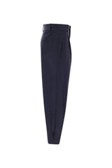 Women's Navy Wool Tailored Trousers