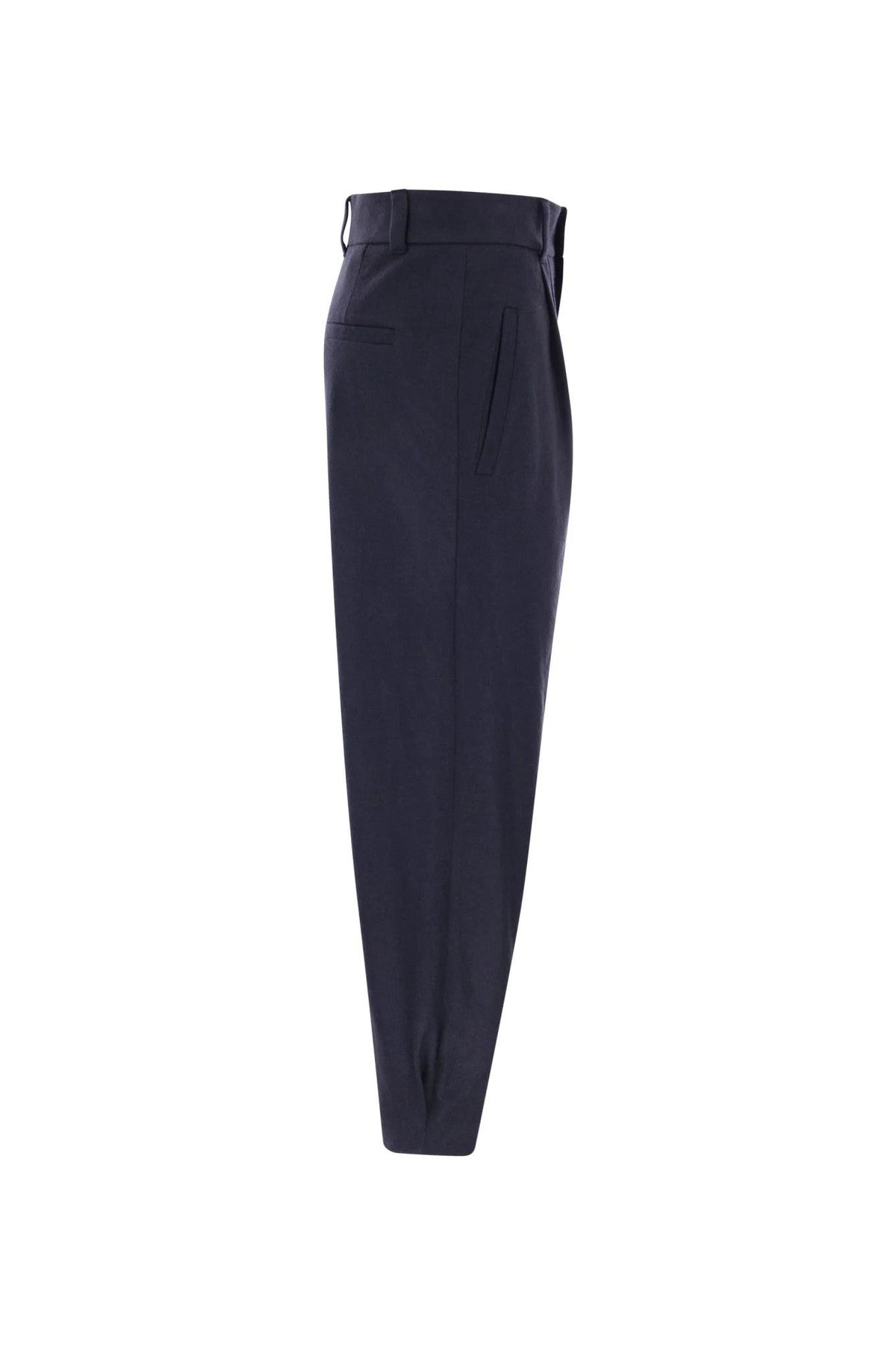 Women's Navy Wool Tailored Trousers