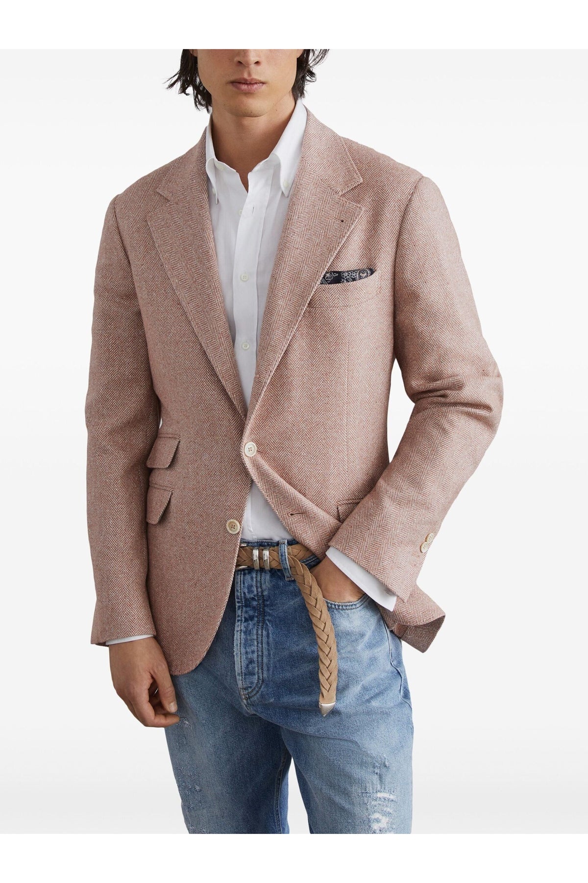 Men's Light Brown Wool Silk Blazer