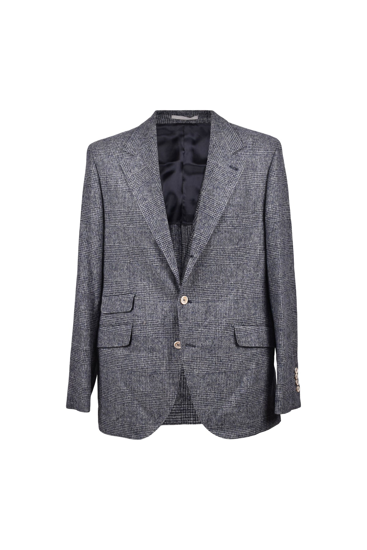 Men's Blue Wool Check Suit
