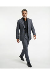 Men's Blue Wool Check Suit