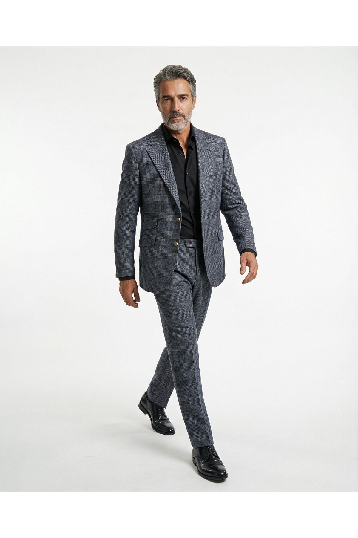 Men's Blue Wool Check Suit