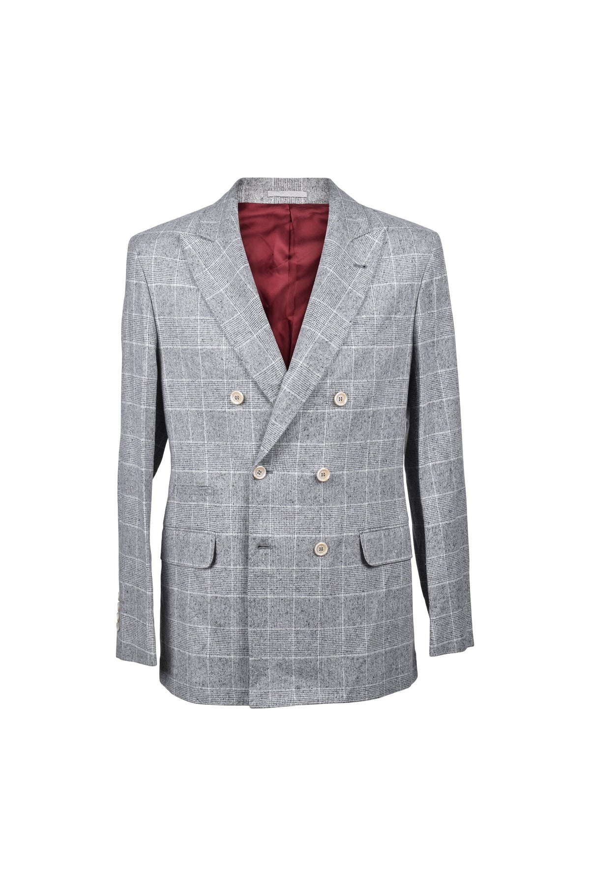 Men's Grey Silk Wool Double Breasted Blazer