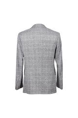 Men's Grey Silk Wool Double Breasted Blazer