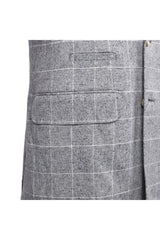 Men's Grey Silk Wool Double Breasted Blazer