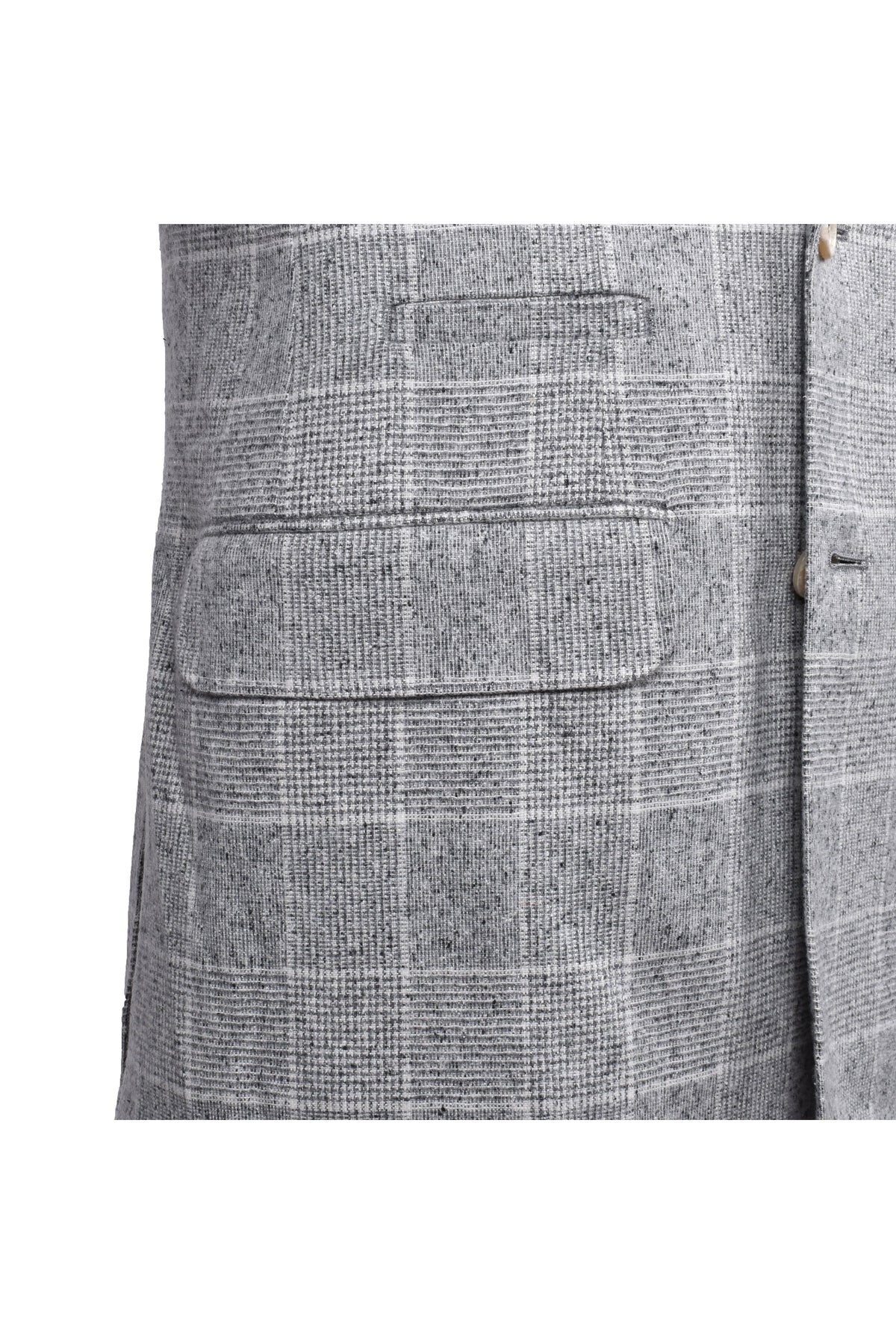 Men's Grey Silk Wool Double Breasted Blazer