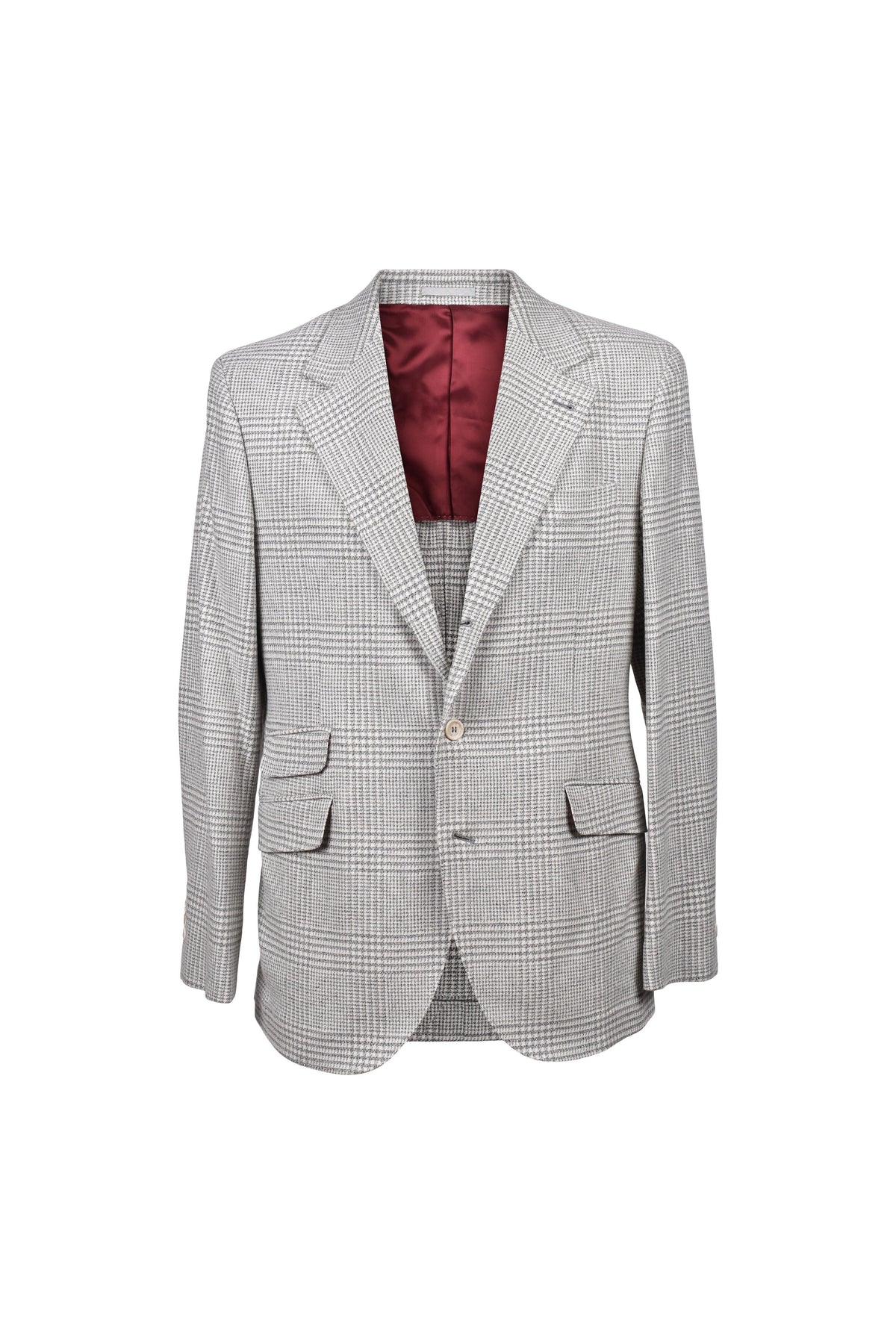 Men's Light Grey Wool Check Suit