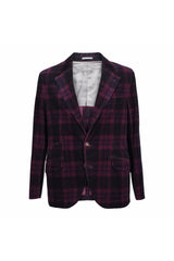 Men's Burgundy Plaid Corduroy Blazer