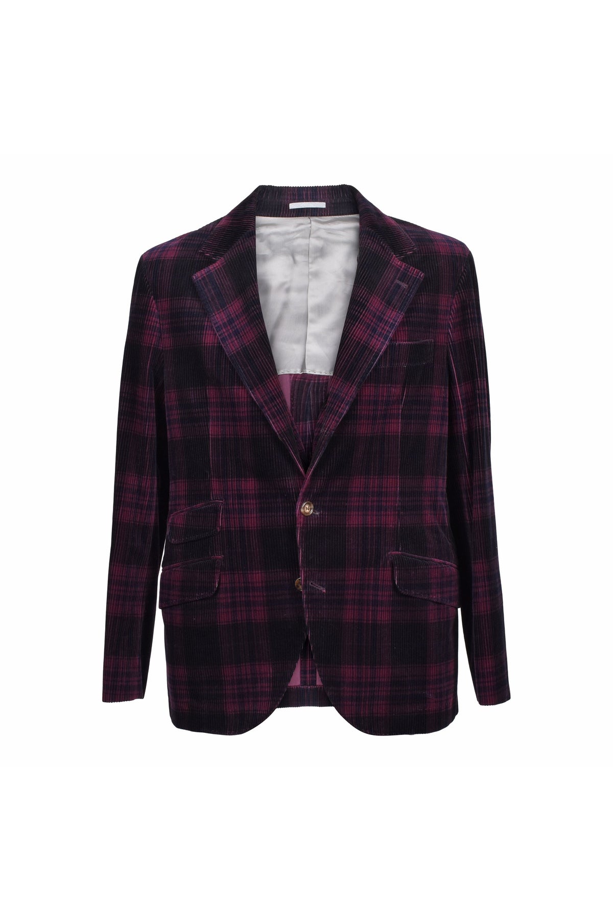 Men's Burgundy Plaid Corduroy Blazer