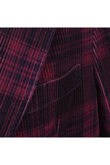 Men's Burgundy Plaid Corduroy Blazer