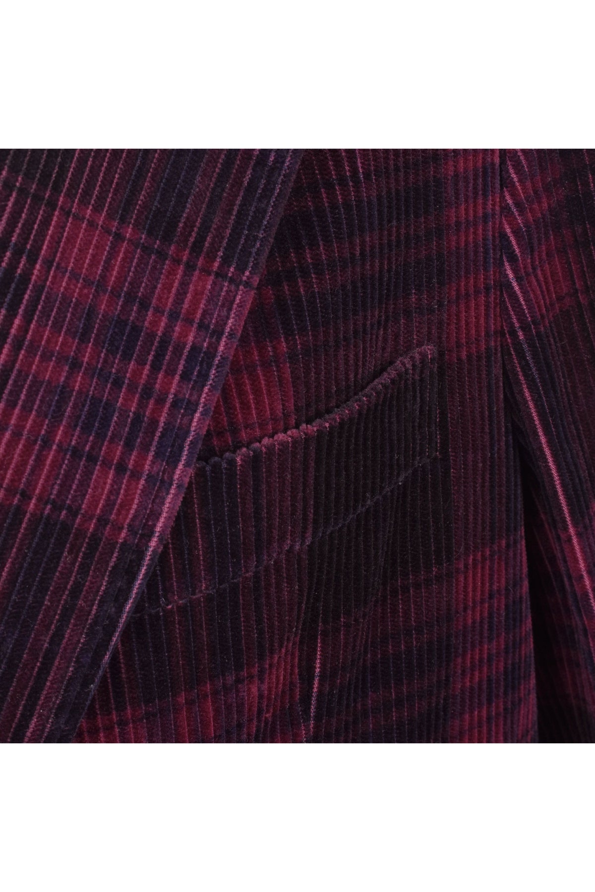 Men's Burgundy Plaid Corduroy Blazer
