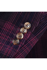 Men's Burgundy Plaid Corduroy Blazer