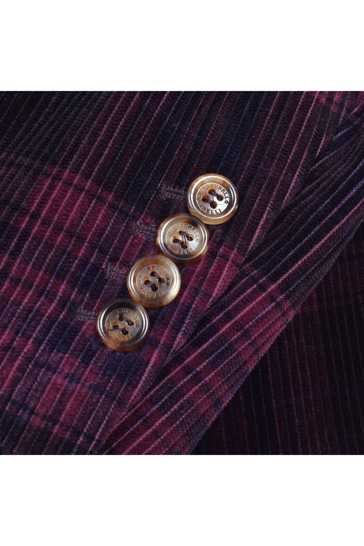 Men's Burgundy Plaid Corduroy Blazer