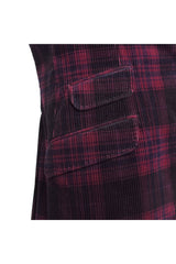 Men's Burgundy Plaid Corduroy Blazer