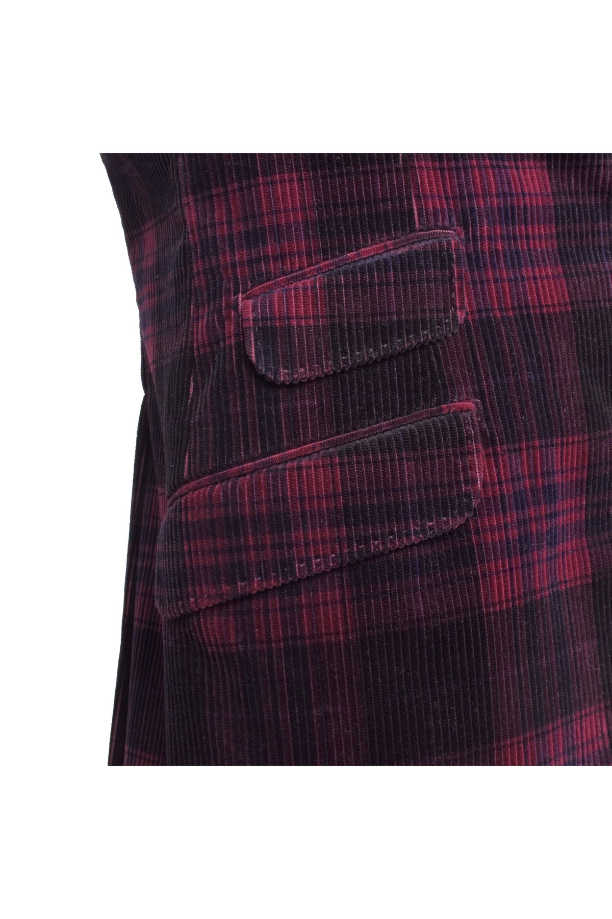 Men's Burgundy Plaid Corduroy Blazer