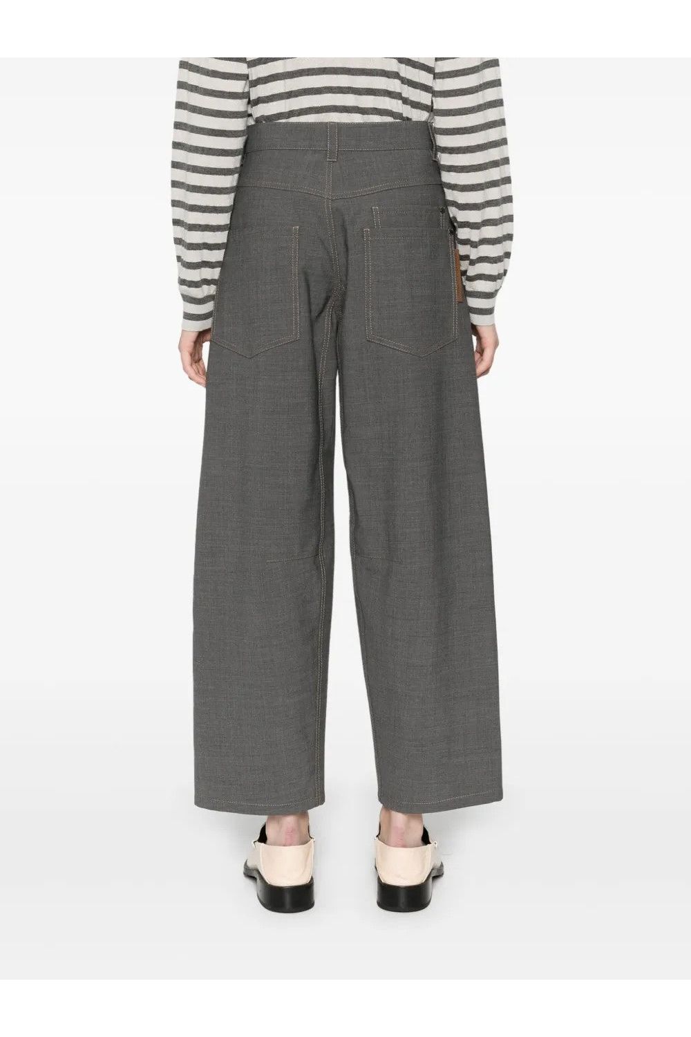 Women's Grey Wool Cropped Trousers