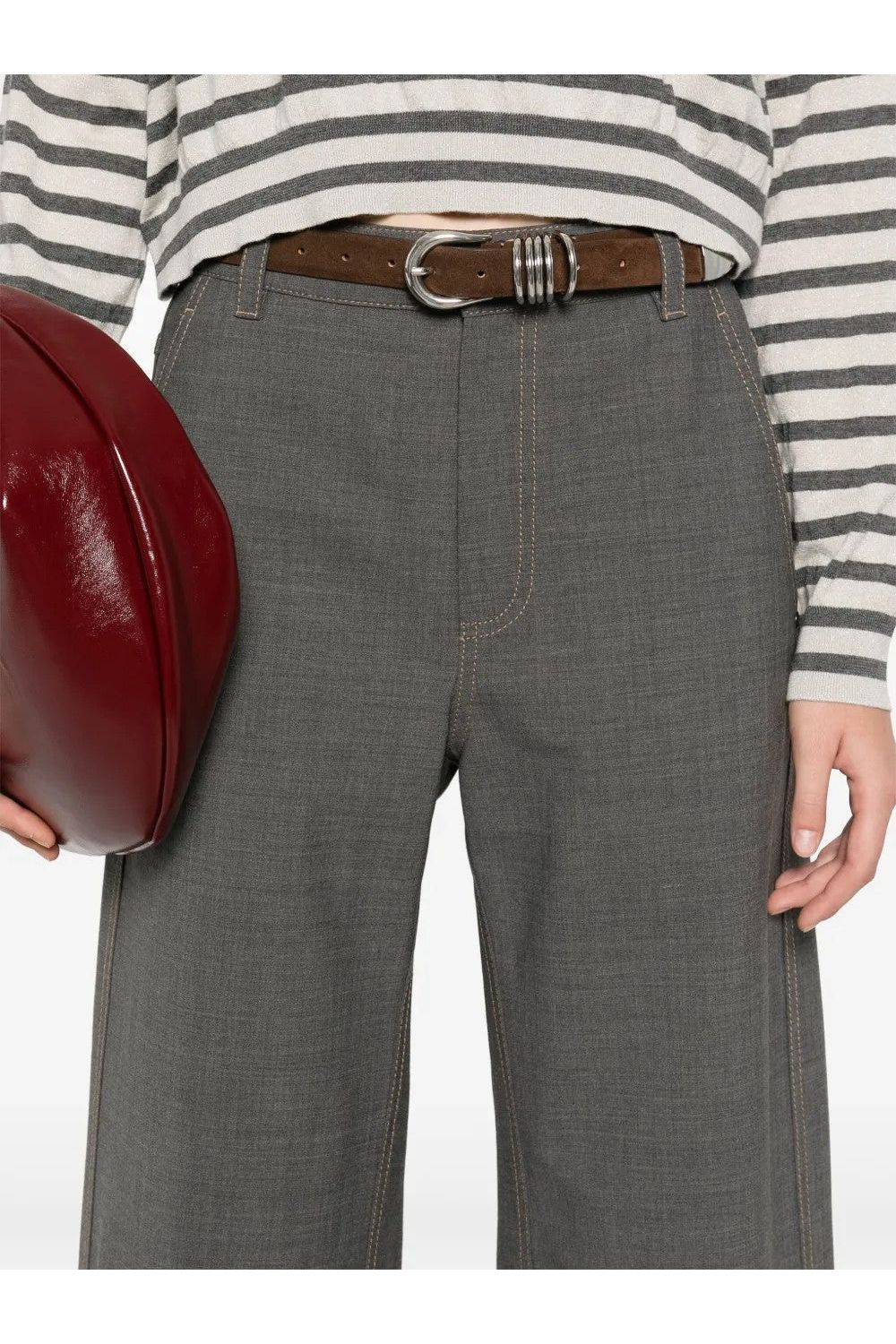 Women's Grey Wool Cropped Trousers