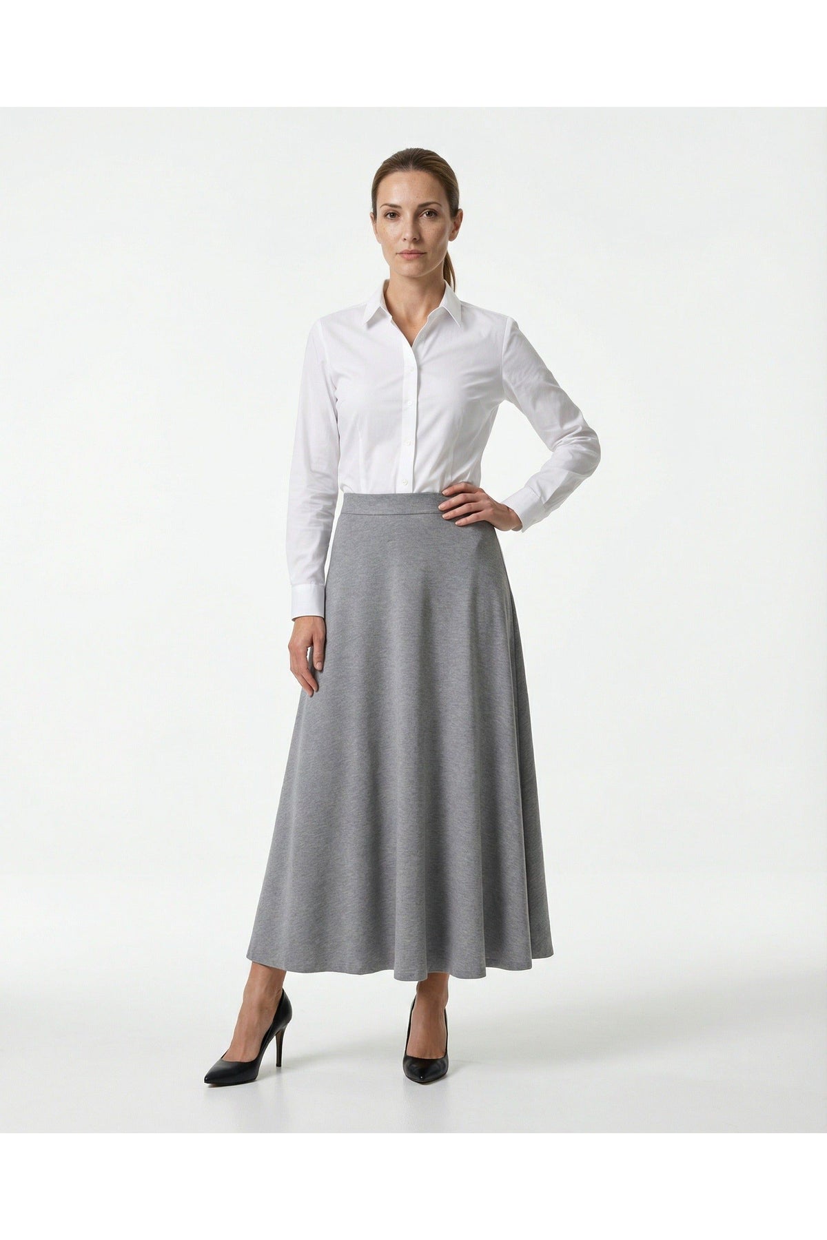 Women's Grey A Line Skirt