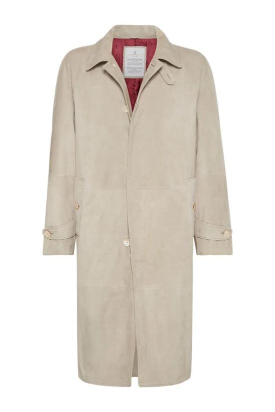 Men's Light Beige Leather Coat