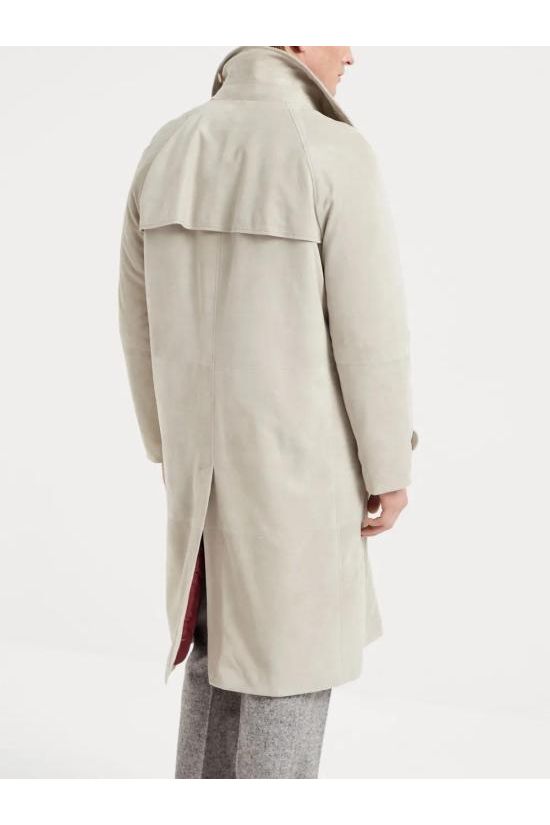 Men's Light Beige Leather Coat