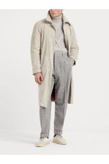 Men's Light Beige Leather Coat