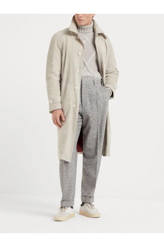 Men's Light Beige Leather Coat