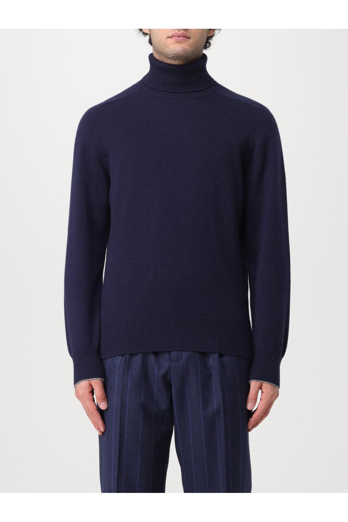Men's Navy Cashmere Turtleneck Sweater