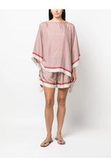 Women's Red Silk Oversized Shirt