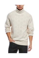 Men's Cream Wool Turtleneck Sweater