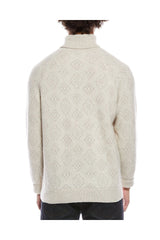 Men's Cream Wool Turtleneck Sweater