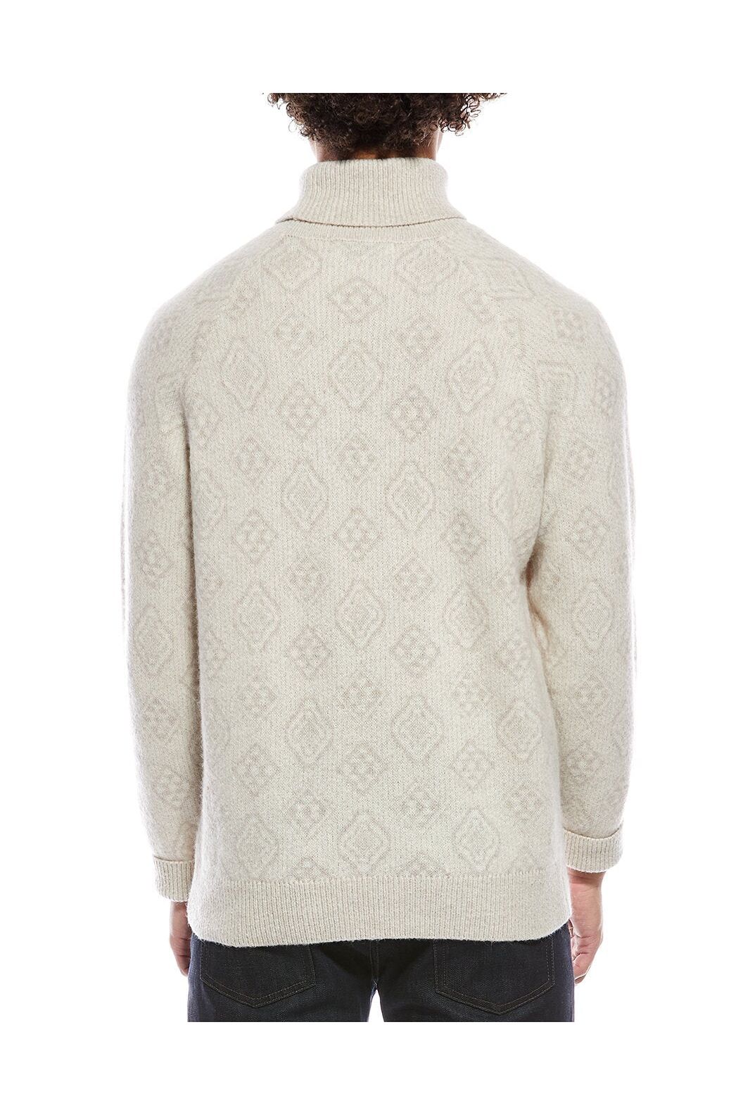 Men's Cream Wool Turtleneck Sweater
