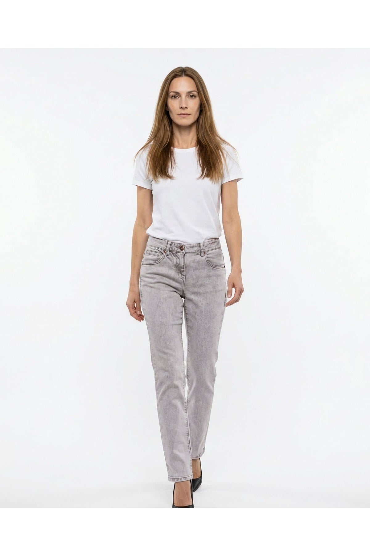 Women's Light Grey Skinny Denim Trousers