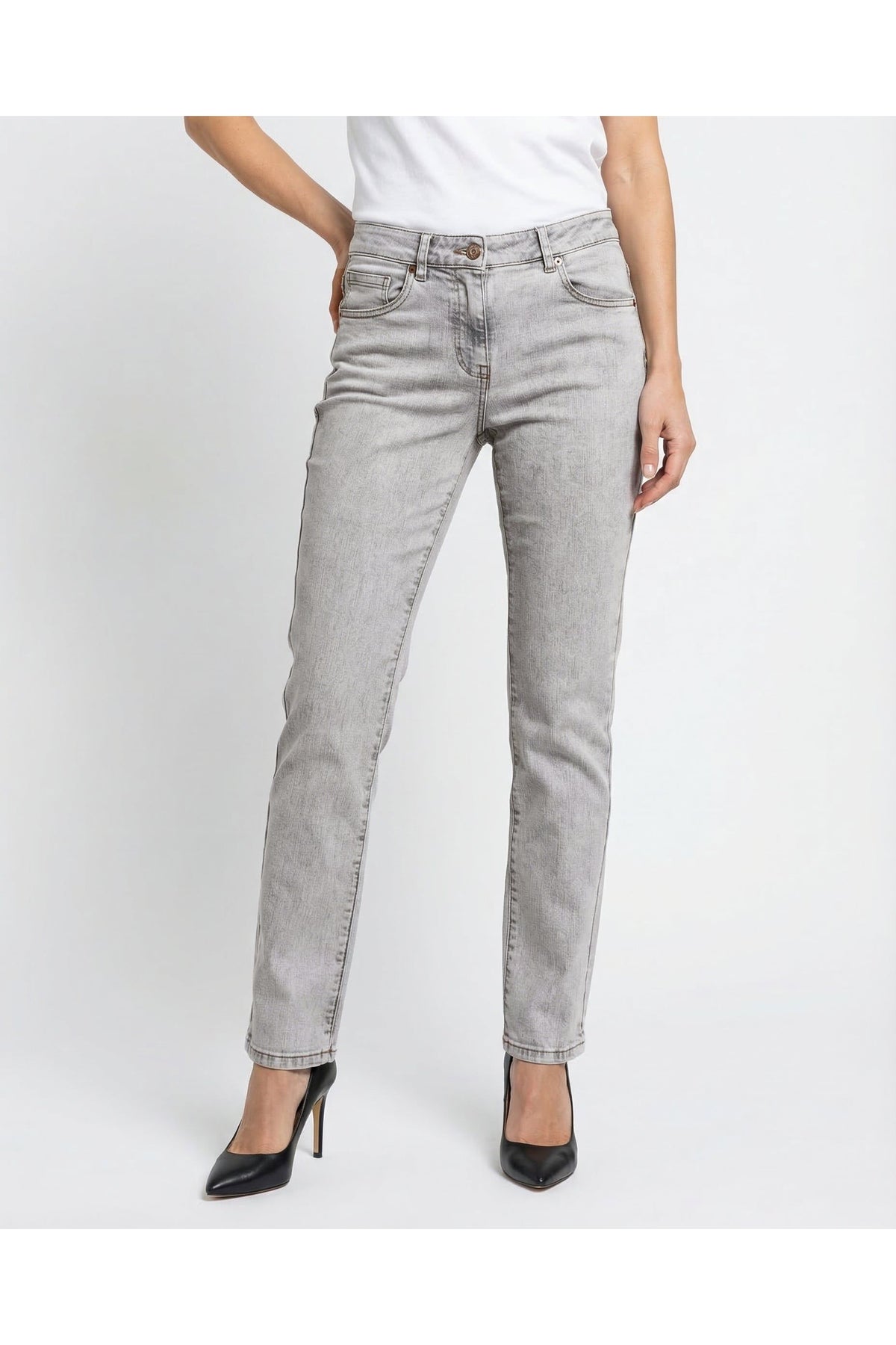 Women's Light Grey Skinny Denim Trousers