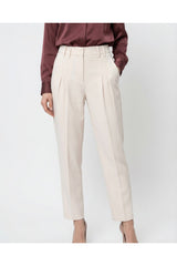 Women's Light Beige Tapered Trousers