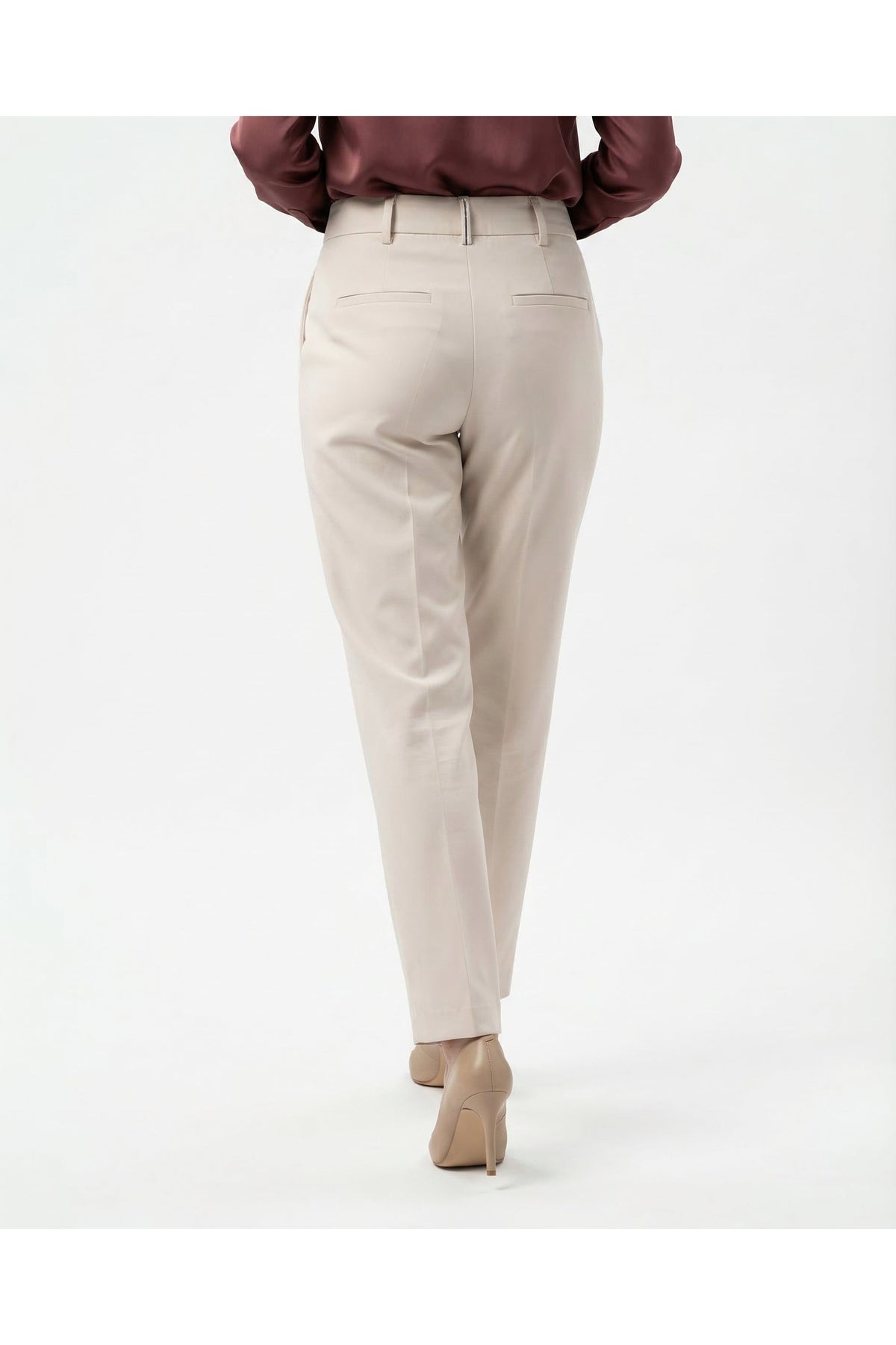 Women's Light Beige Tapered Trousers