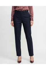 Women's Navy Tailored Cotton Trousers