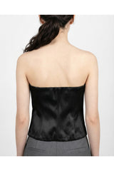 Women's Black Strapless Bustier Top