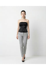 Women's Black Strapless Bustier Top