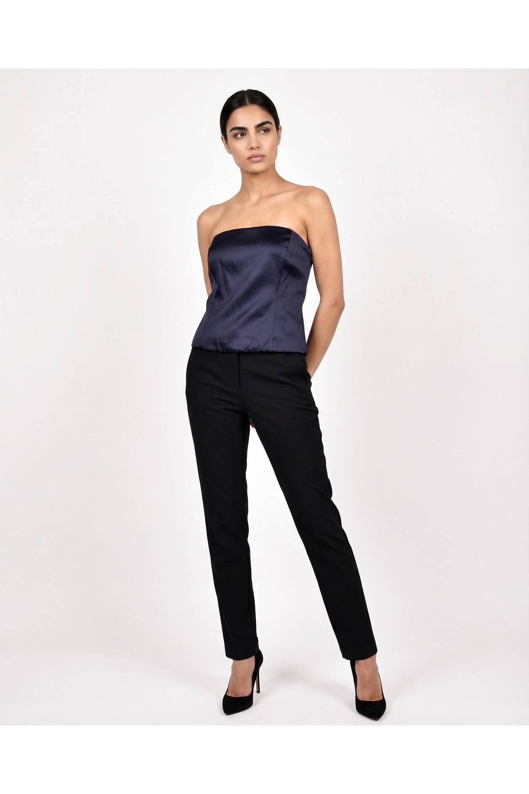 Brunello Cucinelli Women's Navy Strapless Bustier Top