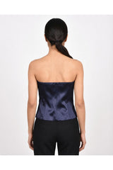 Brunello Cucinelli Women's Navy Strapless Bustier Top