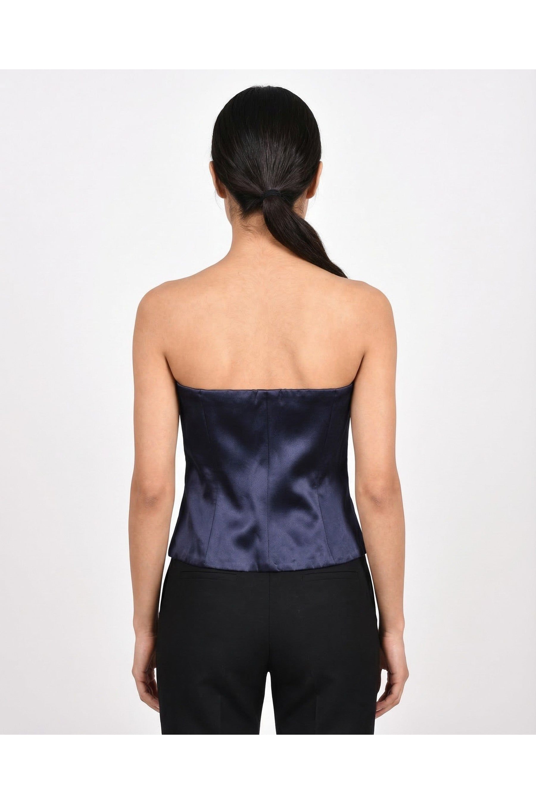 Brunello Cucinelli Women's Navy Strapless Bustier Top