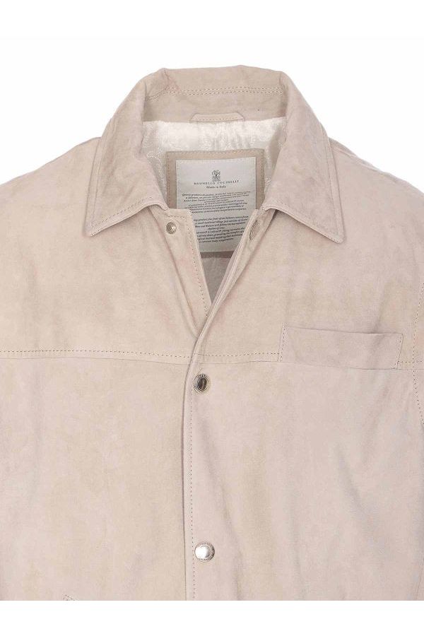Men's Beige Leather Sleeveless Jacket
