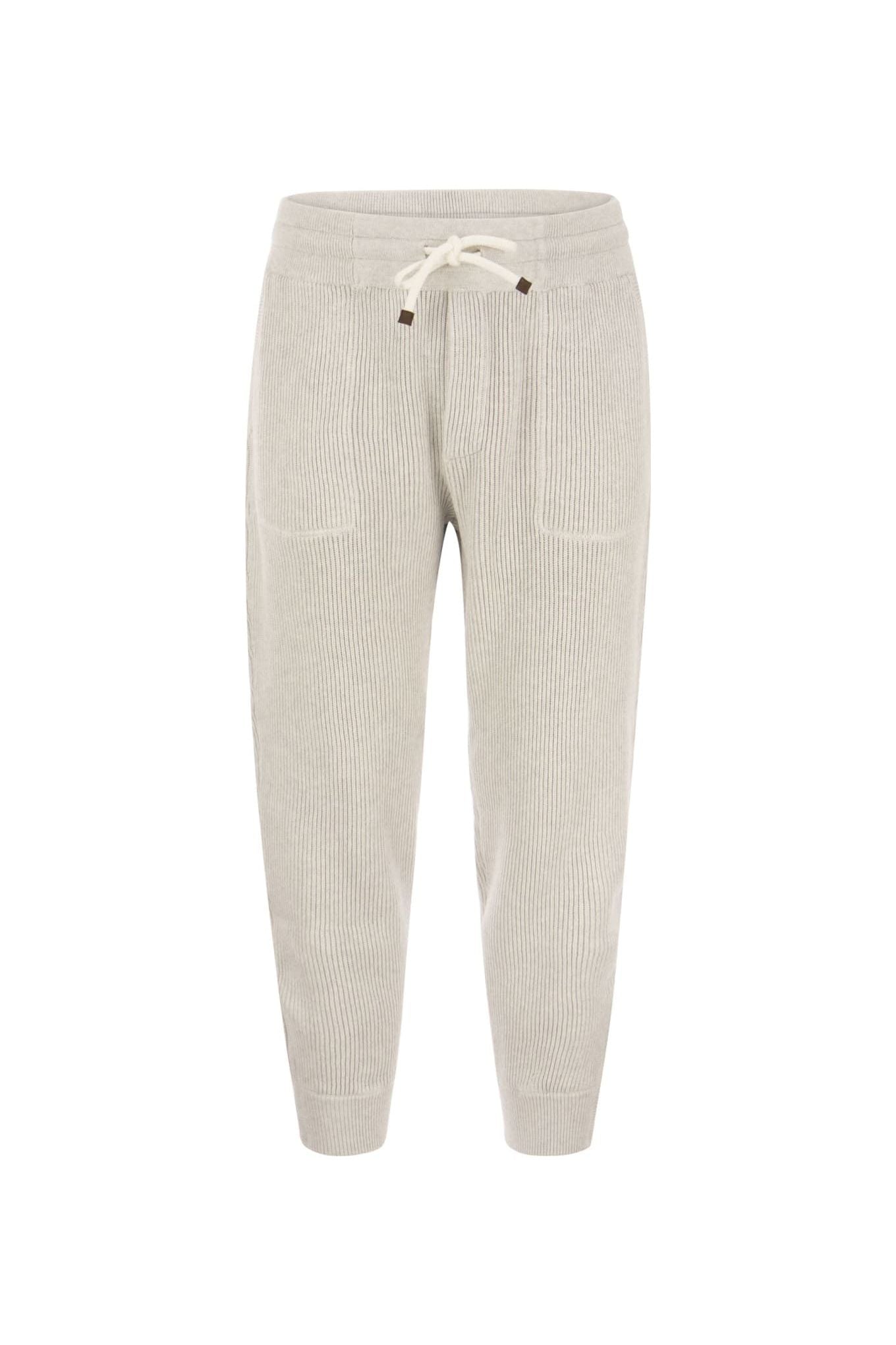 Men's Light Grey Ribbed Trousers