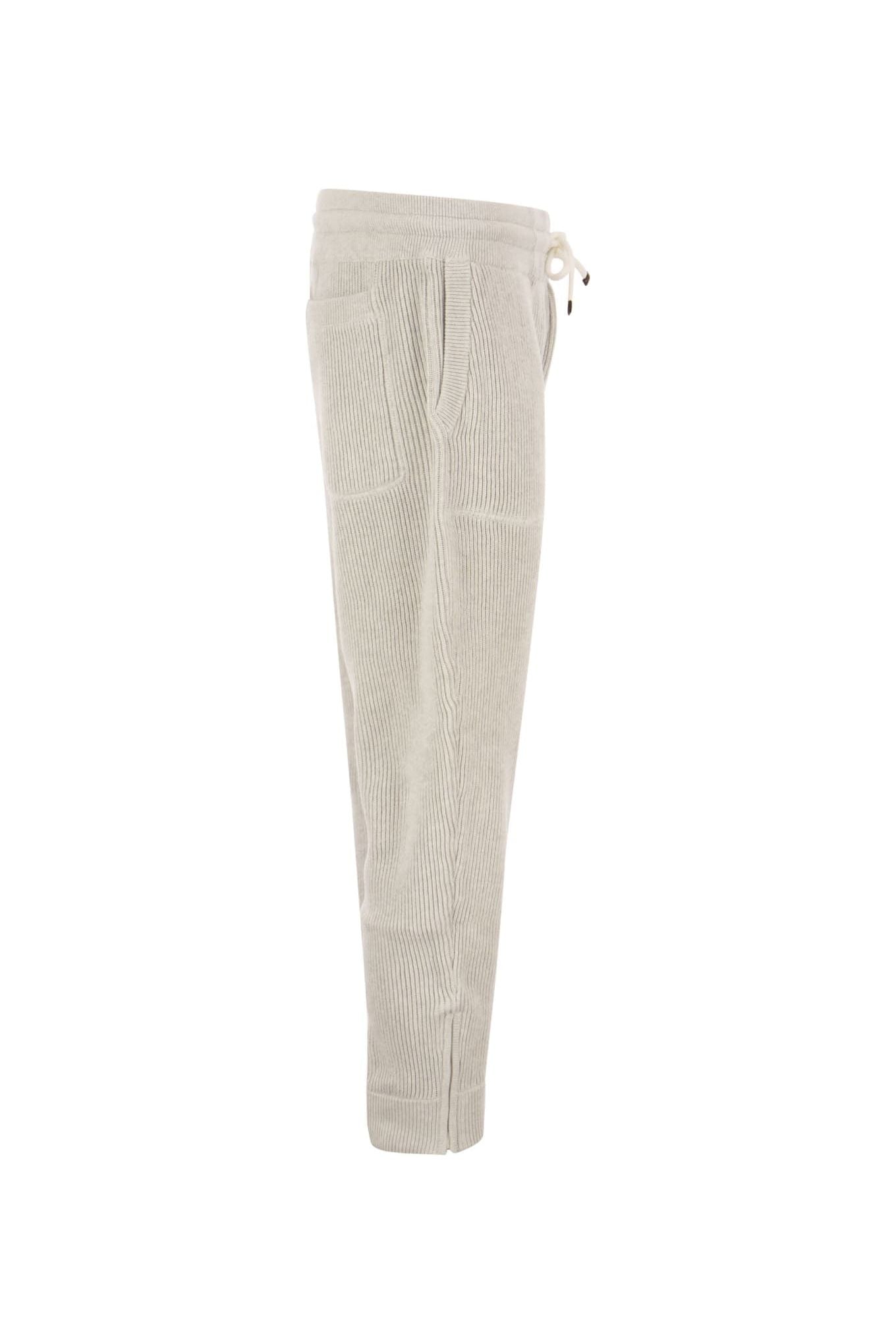 Men's Light Grey Ribbed Trousers