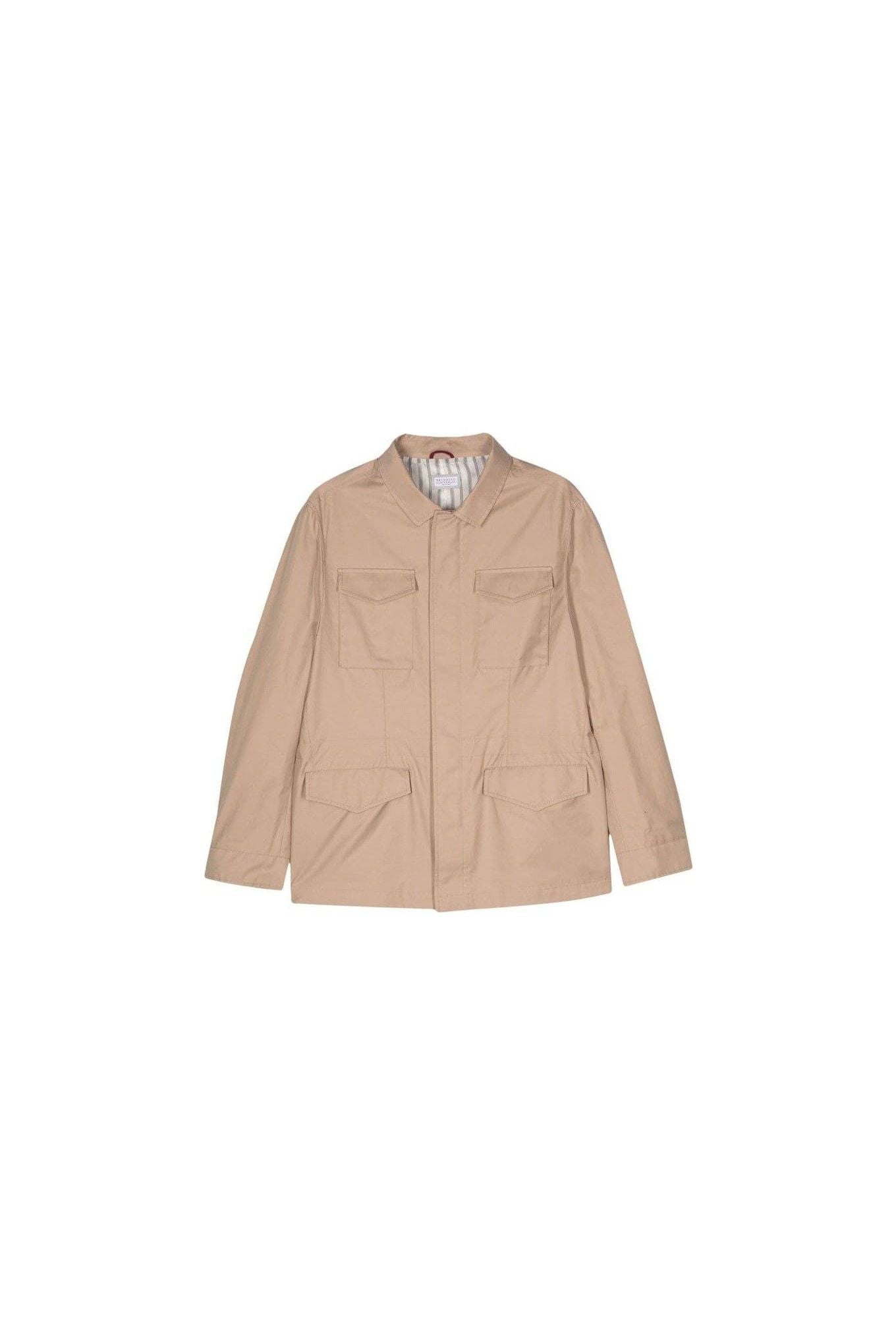 Brunello Cucinelli Men's Beige Cotton Utility Jacket