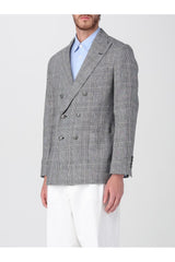 Men's Gray Plaid Double Breasted Blazer