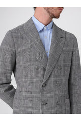 Men's Gray Plaid Double Breasted Blazer