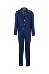 Men's Indigo Linen Pinstripe Suit