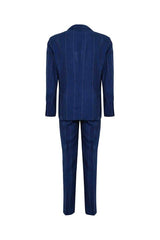 Men's Indigo Linen Pinstripe Suit