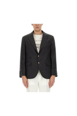 Men's Black Linen Tailored Blazer